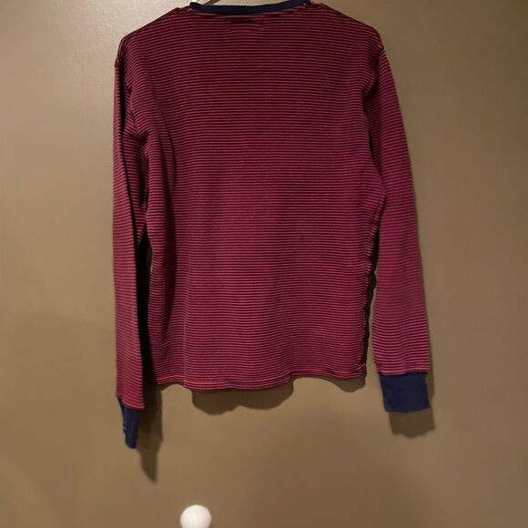 Polo Ralph Lauren Navy & Burgundy Stripe Shirt Size Medium - Picture 4 of 12